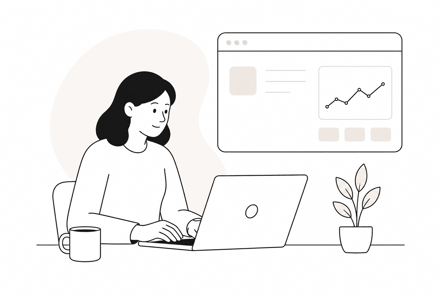 Illustration of an agency operator reviewing a dashboard with performance trend lines